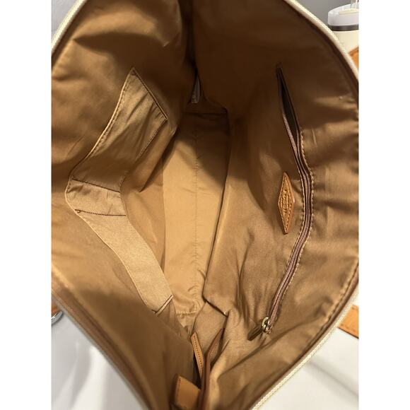 EUC Fossil Felicity Tote Brown Black White Yellow Stripe AND Leather Wallet - Picture 5 of 16